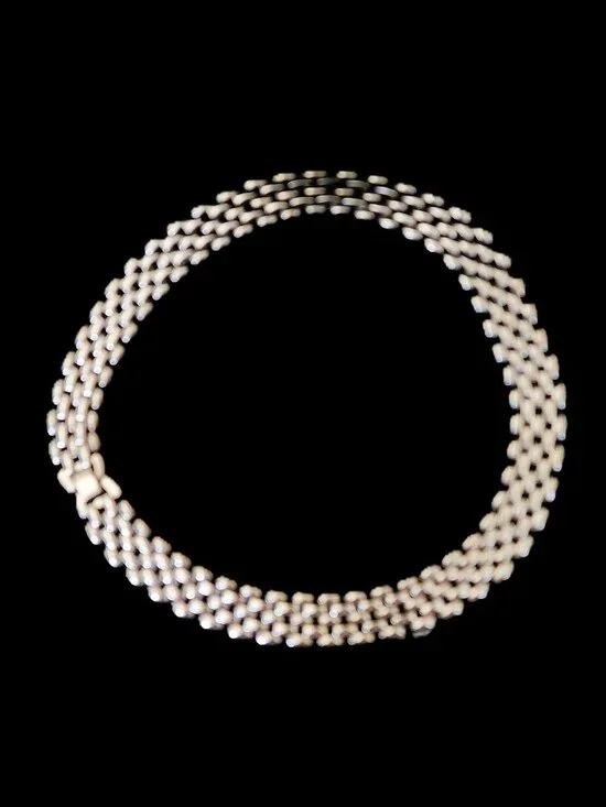 Vintage 80s 7-Row Panther Link Collar Necklace - Heavy Silver Tone 50g - Picture 5 of 7